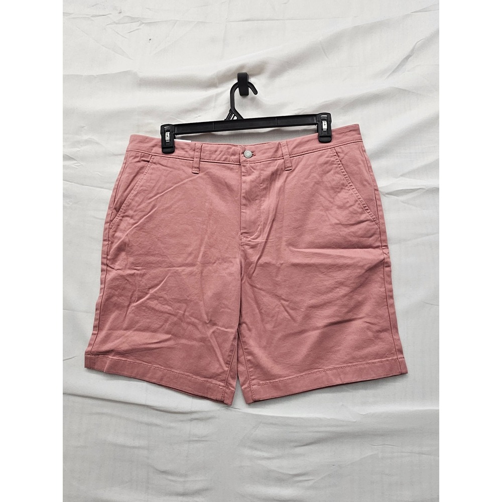 Member's Mark Mens Flat Front Twill Shorts Pink Cotton Blend Casual Size 36
